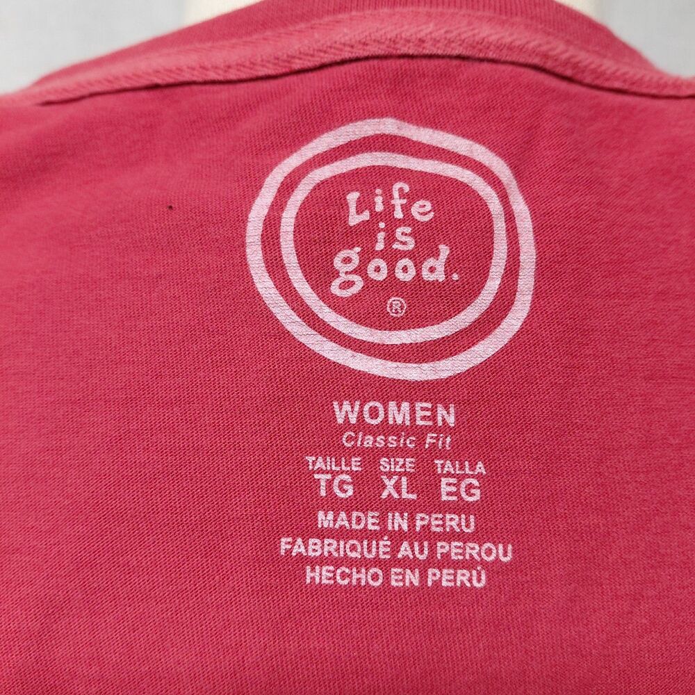 Life Is Good Snowman w/ Skis Red LS T-Shirt Sz XL - Picture 7 of 7